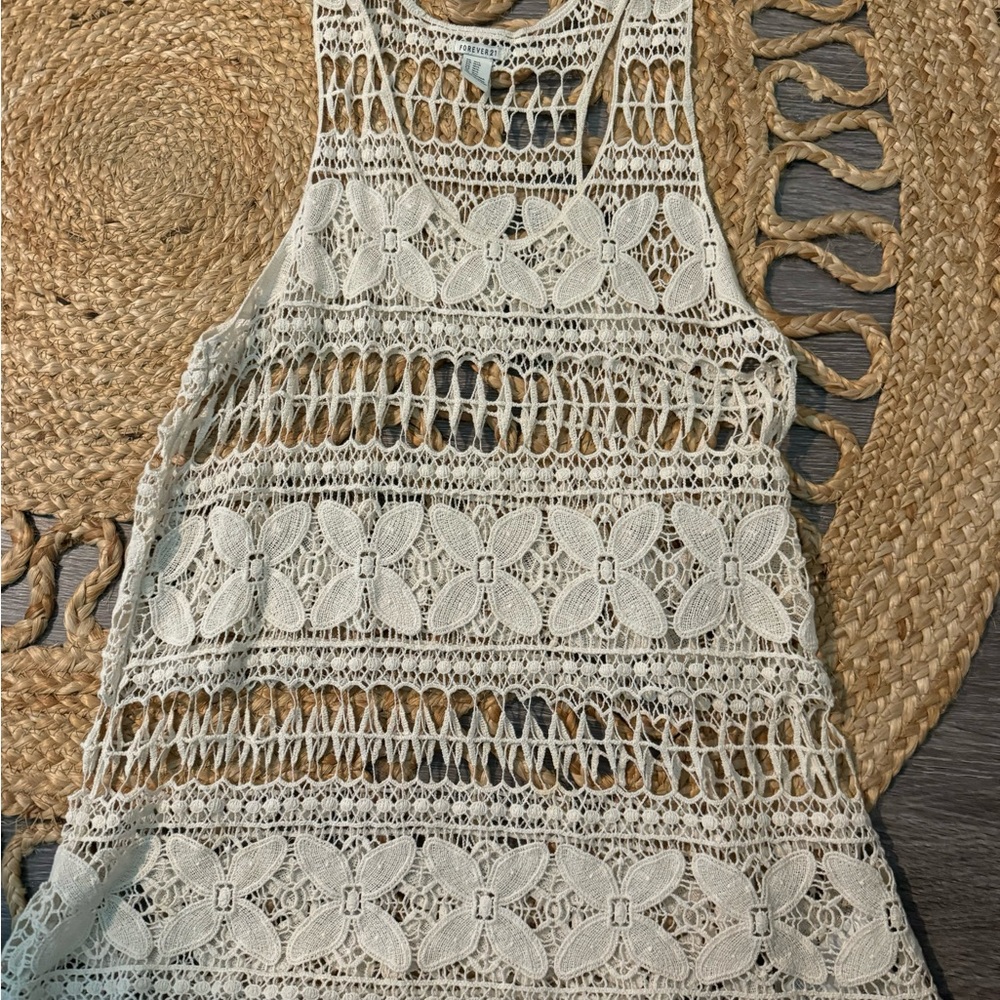 Forever 21 Cream Crochet Tank Top